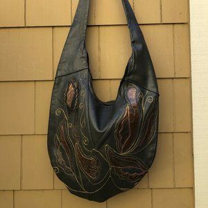 UNIQUE! Vintage grey leather cross body bag